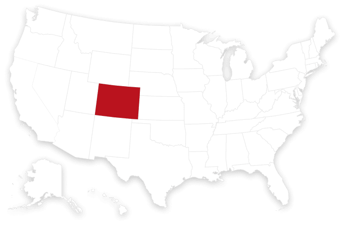 Map of United States highlighting Denver